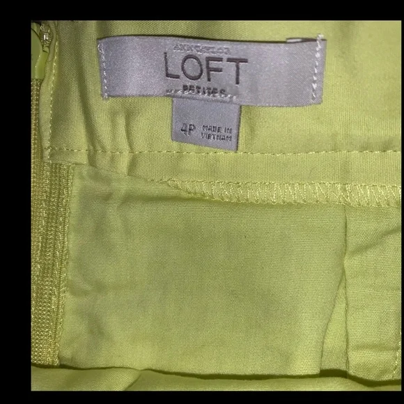LOFT Chartreuse Eyelet Skirt, Size 4 Petite - Picture 3 of 5